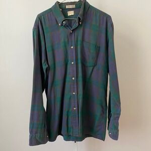 Brooks Brothers L Green Plaid Button Down Shirt Single Needle Tailoring Vintage